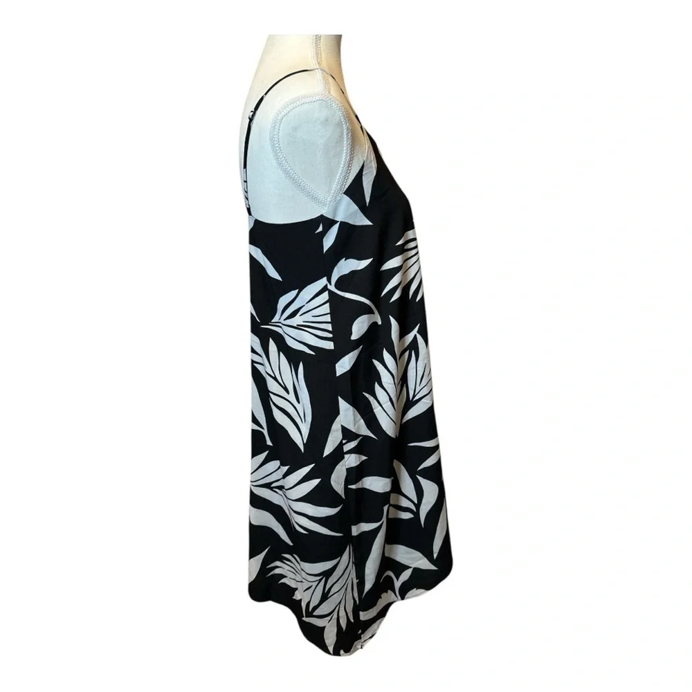 Ann Taylor Loft Black & White Leaf Print Dress - Picture 4 of 6